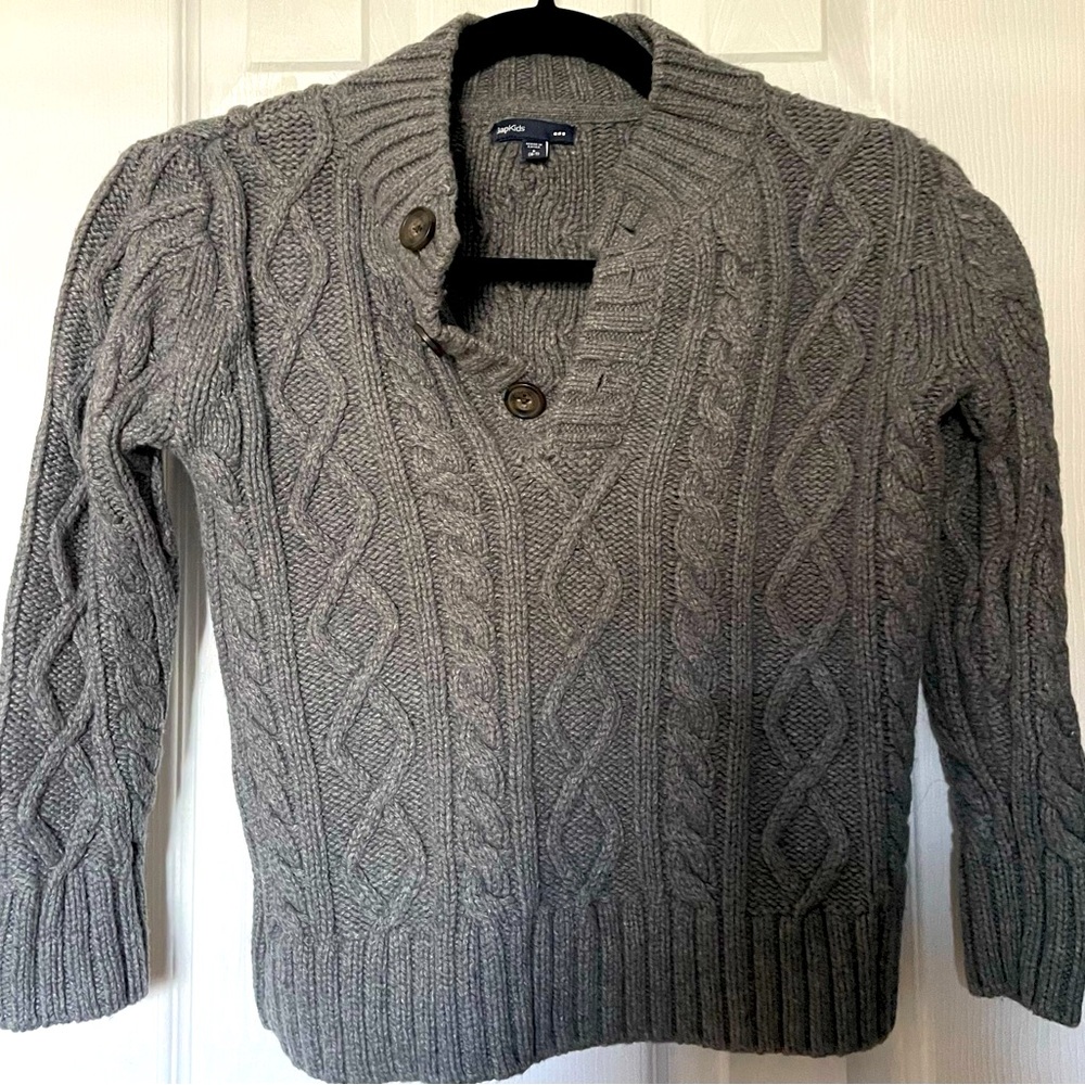 GapKids Boy’s Cable Sweater- Gray, Size Small 6/7